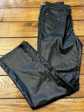 H&M Black Wide Leg Faux Leather Pants